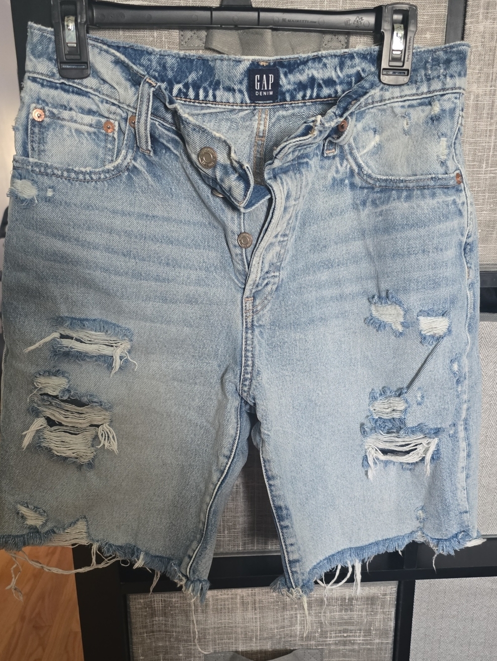 GAP Light Blue Distressed Denim Shorts